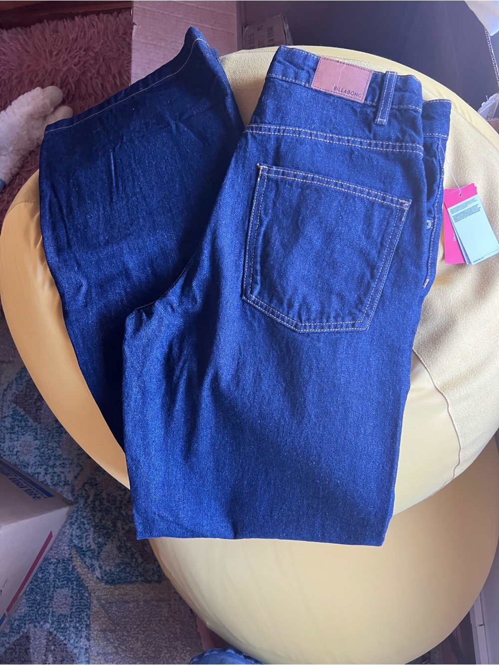 Billabong Navy Blue Denim Jeans with Contrast Stitching Long